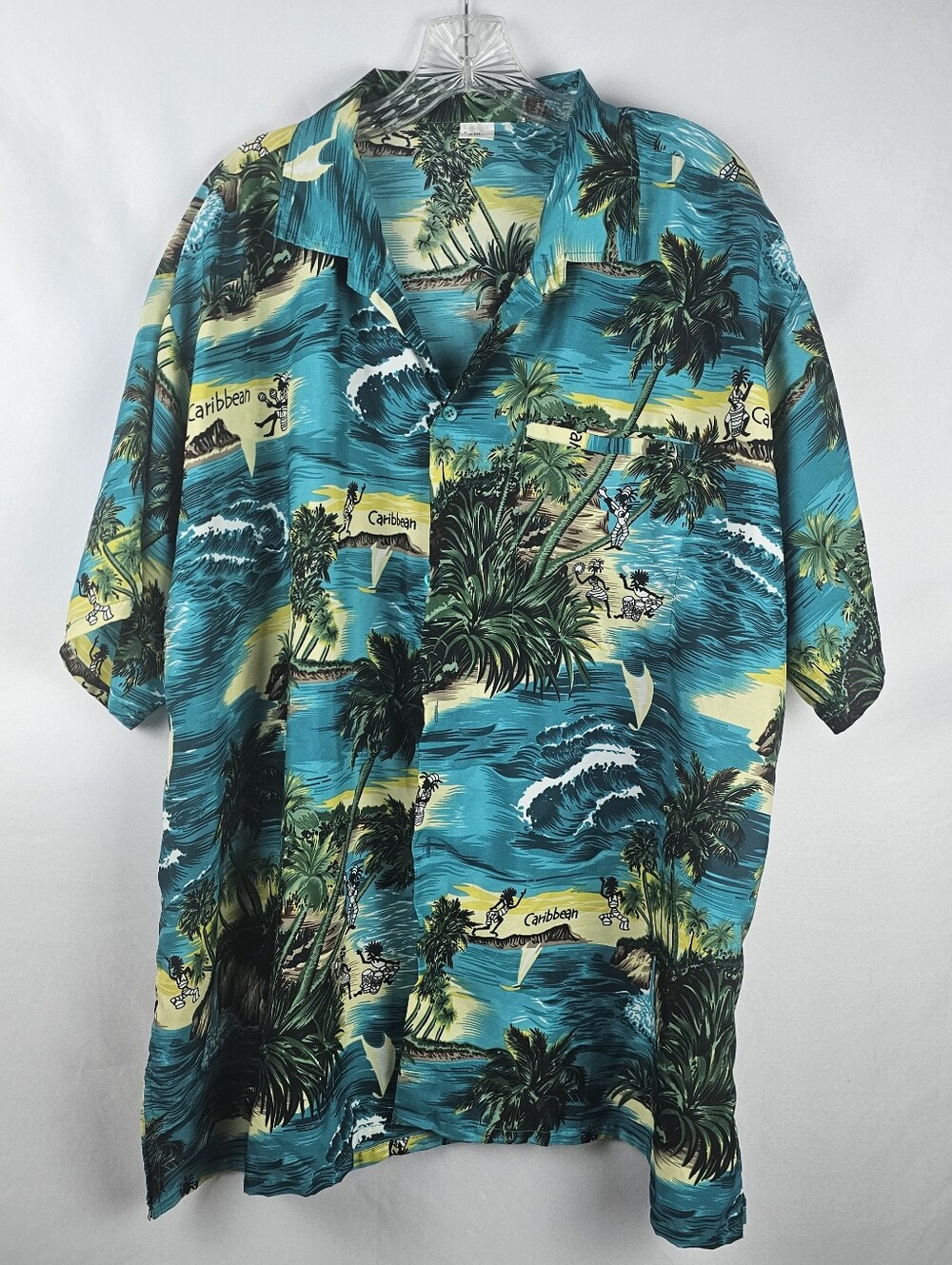 Ocean Blue Apperal Hawaiian Shirt Men's 2XL Beach Vacation Resort Cruise